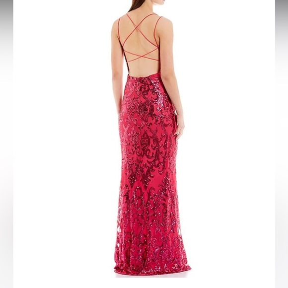 B Darlin Fuchsia Pink Sequin Gown Size 9/10 Juniors - Picture 3 of 8